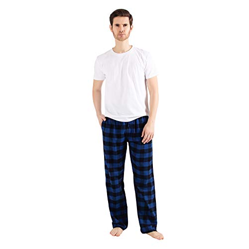 JTPW Men's 100% Cotton Flannel Sleep Pajama Pants with Pockets, Black Aqua Plaid, Size: M von JTPW