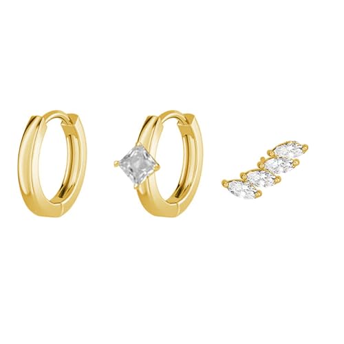3pcs Zirkonia Ohrringe Mit Goldbeschichtung Huggie Ohrringe Knorpel Tragus Ohraccessoires Mode Schmuck Für Frauen 3pcs Zirkonia Ohrringe Mit Goldbeschichtung Huggie Ohrringe Knorpel Tragus Ohraccessoires Mode Schmuck Für Frauen von JTQYFI