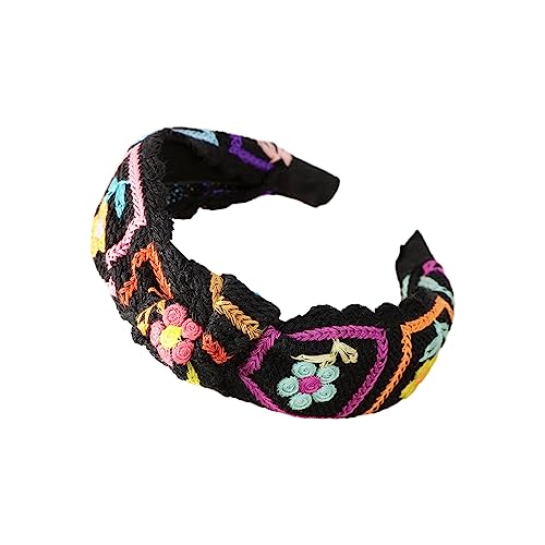 Floral Gestricktes Stirnband Für Frauen Stretch Turban Florales Gehäkeltes Quadrat Ethnisches Krawatten Kopfwickel Stirnband Florales Stirnband von JTQYFI