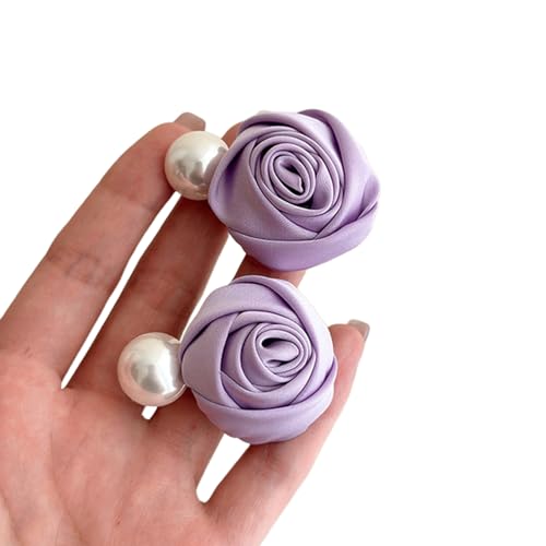 JTQYFI Elegante Große Blumen Haarnadel Stoff Rosen Haarspange Retro Haarspangen Hochzeit Braut Haarnadeln Zubehör Für Frauen Und Mädchen Seitliche Perlen Haarnadel Temperament Haar Accessoires von JTQYFI