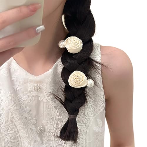 JTQYFI Elegante Große Blumen Haarnadel Stoff Rosen Haarspange Retro Haarspangen Hochzeit Braut Haarnadeln Zubehör Für Frauen Und Mädchen Seitliche Perlen Haarnadel Temperament Haar Accessoires von JTQYFI