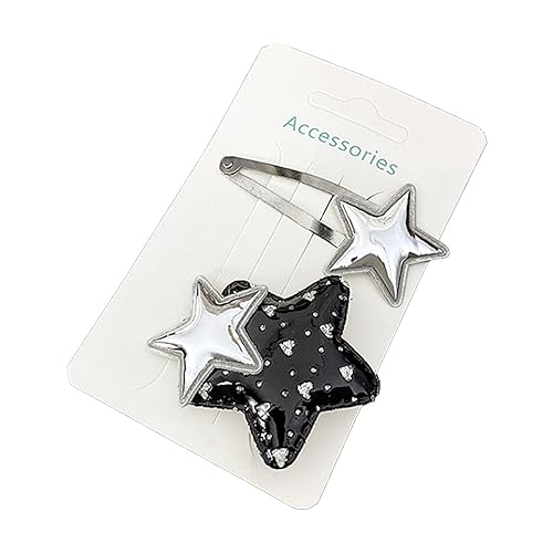 JTQYFI Stern Clip Süßes Cooles Mädchen Fünfzackiger Stern Leder Haarnadel Clip Clip Clip Kaputte Haarspange Haar Accessoires Metall Clip Haarnadel Haar Accessoires Clip von JTQYFI