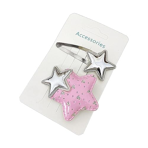 JTQYFI Stern Clip Süßes Cooles Mädchen Fünfzackiger Stern Leder Haarnadel Clip Clip Clip Kaputte Haarspange Haar Accessoires Metall Clip Haarnadel Haar Accessoires Clip von JTQYFI