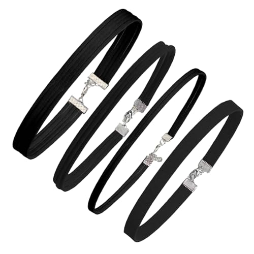 JTQYFI Vielseitiges Schwarzes Halsband Set Mit 4 Verschiedenen Breiten. Halsketten Halskette Für Frauen Trendige Kette Halsdekoration Charm Halskette von JTQYFI