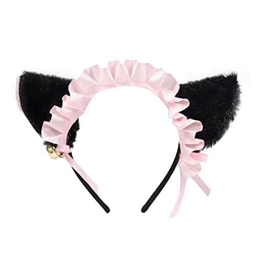 Mädchen Stirnband Aus Plissierter Spitze Mit Ohren Schwarze Farbe Für Make Up Foto Stirnband Karneval Party Kopfbedeckung Plüsch Stirnbänder Für Frauen Zum Waschen Des Gesichts Plüsch von JTQYFI