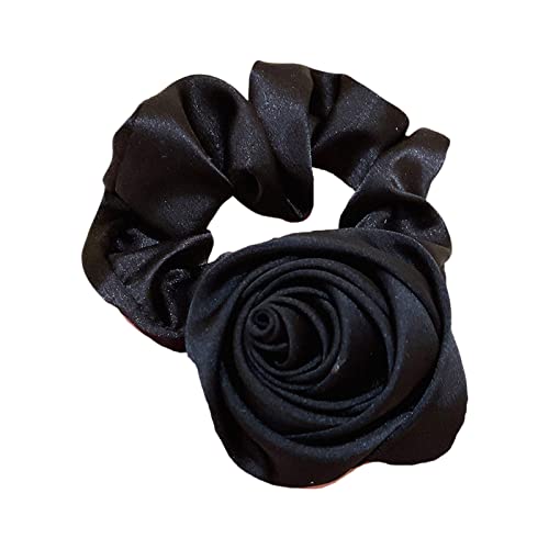 Rose Elastische Haargummis Pferdeschwanz Band Scrunchies Ringe Für Frauen Hochzeit Braut Party Frisuren Dekoration Große Rose Haar Seil von JTQYFI