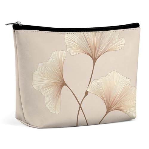 JTREHY Damen-Kosmetiktasche, braune Ginkgoblätter, bedruckt, großes Fassungsvermögen, tragbar, mit Reißverschluss, Kulturbeutel, Aufbewahrungstasche, wasserdichte Reisebrieftasche für Damen und JTREHY Damen-Kosmetiktasche, braune Ginkgoblätter, bedruckt, großes Fassungsvermögen, tragbar, mit Reißverschluss, Kulturbeutel, Aufbewahrungstasche, wasserdichte Reisebrieftasche für Damen und von JTREHY
