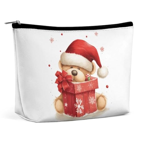 JTREHY Kosmetiktasche für Damen, mit Weihnachtsmannmütze, bedruckt, großes Fassungsvermögen, tragbar, mit Reißverschluss, Kulturbeutel, Aufbewahrungstasche, wasserdicht, Reisebrieftasche für Damen und JTREHY Kosmetiktasche für Damen, mit Weihnachtsmannmütze, bedruckt, großes Fassungsvermögen, tragbar, mit Reißverschluss, Kulturbeutel, Aufbewahrungstasche, wasserdicht, Reisebrieftasche für Damen und von JTREHY