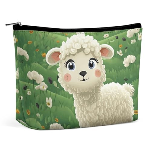 JTREHY Kosmetiktasche für Damen, niedliches Cartoon-Schaf, bedruckt, großes Fassungsvermögen, tragbar, mit Reißverschluss, Kulturbeutel, Aufbewahrungstasche, wasserdichte Reisebrieftasche für Damen JTREHY Kosmetiktasche für Damen, niedliches Cartoon-Schaf, bedruckt, großes Fassungsvermögen, tragbar, mit Reißverschluss, Kulturbeutel, Aufbewahrungstasche, wasserdichte Reisebrieftasche für Damen von JTREHY
