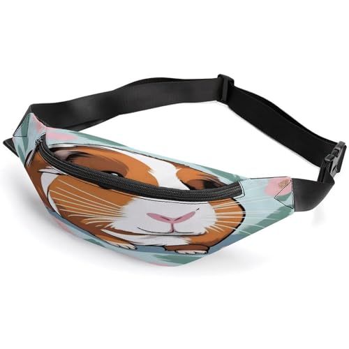Gürteltasche für Damen und Herren, niedlicher Meerschweinchen-Druck, Sport-Hüfttasche, modische Hüfttasche mit verstellbarem Riemen, Schwarz , 36*15cm von JTREWBV
