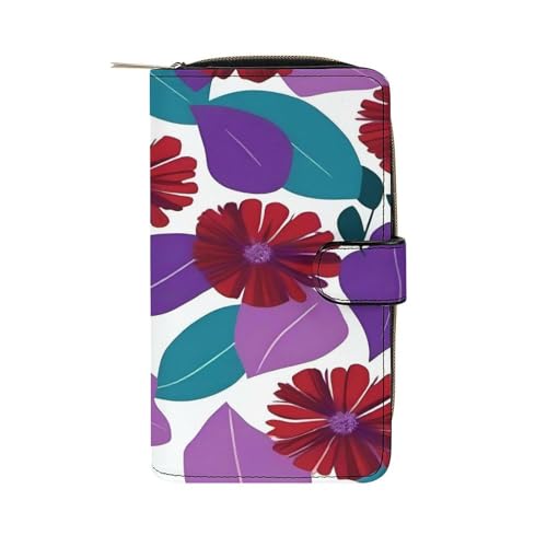 JTREWBV Geldbörse aus PU-Leder, Blumenblätter, violetter Druck, Reißverschluss, Kreditkartenhalter, Reise-Geldbörse, Damen-Clutch mit Ausweisfenster, Blütenblätter, Violett, 19.7x11x3.5cm, Modern JTREWBV Geldbörse aus PU-Leder, Blumenblätter, violetter Druck, Reißverschluss, Kreditkartenhalter, Reise-Geldbörse, Damen-Clutch mit Ausweisfenster, Blütenblätter, Violett, 19.7x11x3.5cm, Modern von JTREWBV