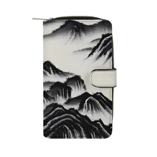 JTREWBV Geldbörse aus PU-Leder, Querformat, Reißverschluss, Kreditkartenhalter, Reise-Geldbörse, Damen-Clutch mit Ausweisfenster, Landschaftsbild, 19.7x11x3.5cm, Modern von JTREWBV