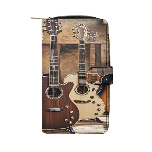 JTREWBV Geldbörse aus PU-Leder, mit Reißverschluss, Kreditkartenhalter, Reisebrieftasche, Damen-Clutch mit Ausweisfenster, Kollektion Gitarre, 19.7x11x3.5cm, Modern von JTREWBV