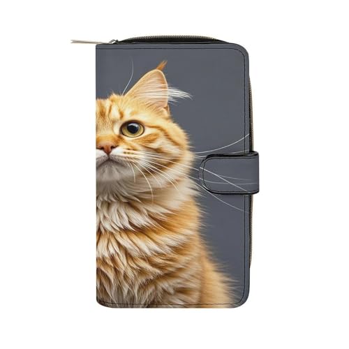 JTREWBV Geldbörse aus PU-Leder, orangefarbener Katzen-Druck, Reißverschluss, Kreditkartenhalter, Reise-Geldbörse, Damen-Clutch mit Ausweisfenster, Orange Katzen, 19.7x11x3.5cm, Modern JTREWBV Geldbörse aus PU-Leder, orangefarbener Katzen-Druck, Reißverschluss, Kreditkartenhalter, Reise-Geldbörse, Damen-Clutch mit Ausweisfenster, Orange Katzen, 19.7x11x3.5cm, Modern von JTREWBV