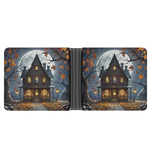 JTREWBV Geldbörse aus PU-Leder für Herren, bedruckt, faltbar, schmal, minimalistisch, Vordertasche, dünn und stilvoll, doppelseitiges Muster, Schwarz , Einheitsgröße, Modern von JTREWBV