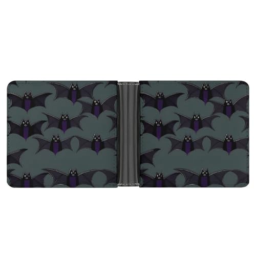 JTREWBV Geldbörse aus PU-Leder für Herren, bedruckt, faltbar, schmal, minimalistisch, Vordertasche, dünn und stilvoll, doppelseitiges Muster, Schwarz , Einheitsgröße, Modern von JTREWBV