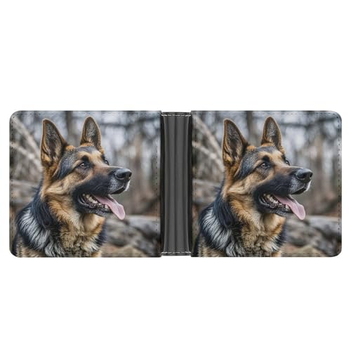 JTREWBV Geldbörse aus PU-Leder für Herren, bedruckt, faltbar, schmal, minimalistisch, Vordertasche, dünn und stilvoll, doppelseitiges Muster, Schwarz , Einheitsgröße, Modern von JTREWBV