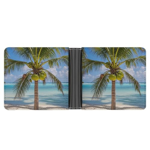 JTREWBV Geldbörse aus PU-Leder für Herren, bedruckt, faltbar, schmal, minimalistisch, Vordertasche, dünn und stilvoll, doppelseitiges Muster, Schwarz , Einheitsgröße, Modern von JTREWBV