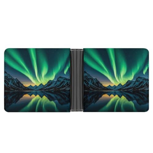 JTREWBV Geldbörse aus PU-Leder für Herren, bedruckt, faltbar, schmal, minimalistisch, Vordertasche, dünn und stilvoll, doppelseitiges Muster, Schwarz , Einheitsgröße, Modern von JTREWBV