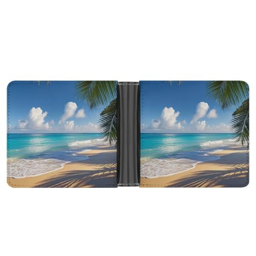 JTREWBV Geldbörse aus PU-Leder für Herren, bedruckt, faltbar, schmal, minimalistisch, Vordertasche, dünn und stilvoll, doppelseitiges Muster, Schwarz , Einheitsgröße, Modern von JTREWBV