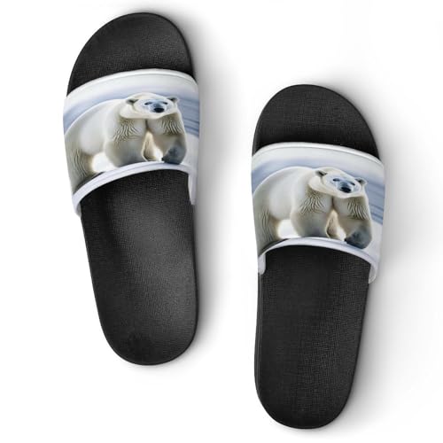 JTREWBV Sommer Hausschuhe Damen Herren Eisbär Druck PVC Home Slippers Duschschuhe Badezimmer Sandalen rutschfest Leicht zu reinigen, Schwarzer Stil, 44 EU JTREWBV Sommer Hausschuhe Damen Herren Eisbär Druck PVC Home Slippers Duschschuhe Badezimmer Sandalen rutschfest Leicht zu reinigen, Schwarzer Stil, 44 EU von JTREWBV