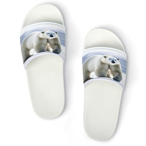JTREWBV Sommer Hausschuhe Damen Herren Eisbär Druck PVC Home Slippers Duschschuhe Badezimmer Sandalen rutschfest Leicht zu reinigen, Weißer Stil, 44 EU JTREWBV Sommer Hausschuhe Damen Herren Eisbär Druck PVC Home Slippers Duschschuhe Badezimmer Sandalen rutschfest Leicht zu reinigen, Weißer Stil, 44 EU von JTREWBV