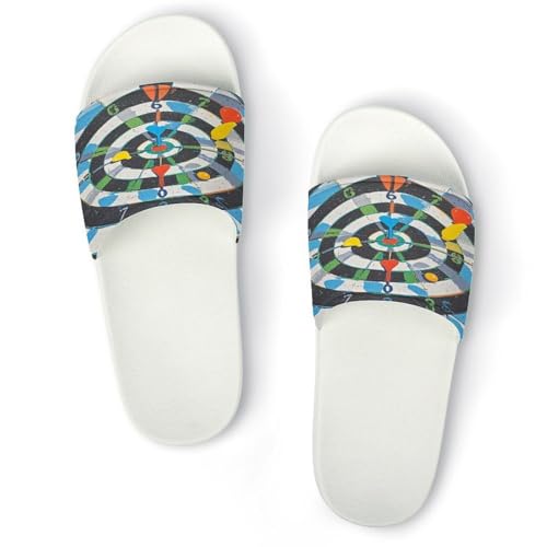 JTREWBV Sommer-Hausschuhe für Damen und Herren, buntes Dartscheiben-Druck, PVC, Hausschuhe, Duschschuhe, Badezimmer-Sandalen, rutschfest, leicht zu reinigen, Weißer Stil, 11.5 UK Men/ 11 UK Women Wide JTREWBV Sommer-Hausschuhe für Damen und Herren, buntes Dartscheiben-Druck, PVC, Hausschuhe, Duschschuhe, Badezimmer-Sandalen, rutschfest, leicht zu reinigen, Weißer Stil, 11.5 UK Men/ 11 UK Women Wide von JTREWBV