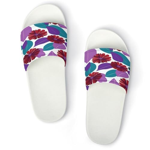JTREWBV Sommerhausschuhe für Damen und Herren, Blumenblätter, violett, bedruckt, PVC, Hausschuhe, Duschschuhe, Badezimmer, Sandalen, rutschfest, leicht zu reinigen, Weißer Stil, 44 EU JTREWBV Sommerhausschuhe für Damen und Herren, Blumenblätter, violett, bedruckt, PVC, Hausschuhe, Duschschuhe, Badezimmer, Sandalen, rutschfest, leicht zu reinigen, Weißer Stil, 44 EU von JTREWBV