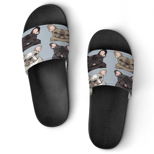 JTREWBV Sommerhausschuhe für Damen und Herren, Französische Bulldogge, bedruckt, PVC, Hausschuhe, Duschschuhe, Bad-Sandalen, rutschfest, leicht zu reinigen, Schwarzer Stil, 44 EU JTREWBV Sommerhausschuhe für Damen und Herren, Französische Bulldogge, bedruckt, PVC, Hausschuhe, Duschschuhe, Bad-Sandalen, rutschfest, leicht zu reinigen, Schwarzer Stil, 44 EU von JTREWBV