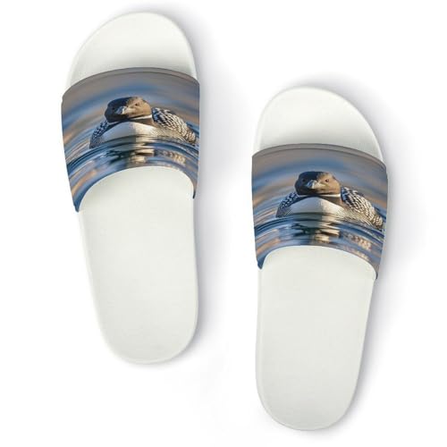 JTREWBV Sommerhausschuhe für Damen und Herren, Loon Birds Print, PVC, Hausschuhe, Duschschuhe, Badezimmer, Sandalen, rutschfest, leicht zu reinigen, Weißer Stil, 44 EU JTREWBV Sommerhausschuhe für Damen und Herren, Loon Birds Print, PVC, Hausschuhe, Duschschuhe, Badezimmer, Sandalen, rutschfest, leicht zu reinigen, Weißer Stil, 44 EU von JTREWBV
