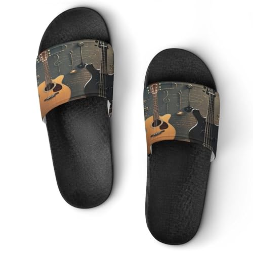 JTREWBV Sommerhausschuhe für Damen und Herren, Musikinstrumente, bedruckt, PVC, Hausschuhe, Duschschuhe, Badezimmer, Sandalen, rutschfest, leicht zu reinigen, Schwarzer Stil, 11.5 UK Men/ 6.5 UK Women JTREWBV Sommerhausschuhe für Damen und Herren, Musikinstrumente, bedruckt, PVC, Hausschuhe, Duschschuhe, Badezimmer, Sandalen, rutschfest, leicht zu reinigen, Schwarzer Stil, 11.5 UK Men/ 6.5 UK Women von JTREWBV