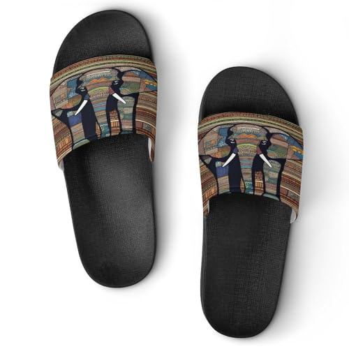JTREWBV Sommerhausschuhe für Damen und Herren, afrikanischer Elefanten-Druck, PVC, Hausschuhe, Duschschuhe, Bad-Sandalen, rutschfest, leicht zu reinigen, Schwarzer Stil, 44 EU JTREWBV Sommerhausschuhe für Damen und Herren, afrikanischer Elefanten-Druck, PVC, Hausschuhe, Duschschuhe, Bad-Sandalen, rutschfest, leicht zu reinigen, Schwarzer Stil, 44 EU von JTREWBV