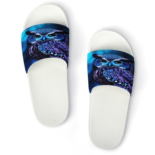 JTREWBV Sommerhausschuhe für Damen und Herren, blau, Eulen-Druck, PVC, Hausschuhe, Duschschuhe, Bad-Sandalen, rutschfest, leicht zu reinigen, Weißer Stil, 44 EU JTREWBV Sommerhausschuhe für Damen und Herren, blau, Eulen-Druck, PVC, Hausschuhe, Duschschuhe, Bad-Sandalen, rutschfest, leicht zu reinigen, Weißer Stil, 44 EU von JTREWBV