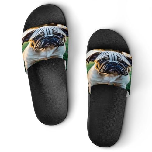 JTREWBV Sommerhausschuhe für Damen und Herren, englische Bulldoggen, bedruckt, PVC, Hausschuhe, Duschschuhe, Badezimmer, Sandalen, rutschfest, leicht zu reinigen, Schwarzer Stil, 44 EU JTREWBV Sommerhausschuhe für Damen und Herren, englische Bulldoggen, bedruckt, PVC, Hausschuhe, Duschschuhe, Badezimmer, Sandalen, rutschfest, leicht zu reinigen, Schwarzer Stil, 44 EU von JTREWBV