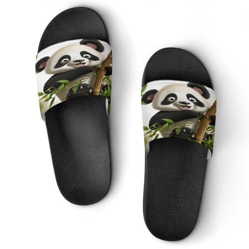 JTREWBV Sommerhausschuhe für Damen und Herren, niedlicher Panda-Druck, PVC, Hausschuhe, Duschschuhe, Bad-Sandalen, rutschfest, leicht zu reinigen, Schwarzer Stil, 44 EU JTREWBV Sommerhausschuhe für Damen und Herren, niedlicher Panda-Druck, PVC, Hausschuhe, Duschschuhe, Bad-Sandalen, rutschfest, leicht zu reinigen, Schwarzer Stil, 44 EU von JTREWBV
