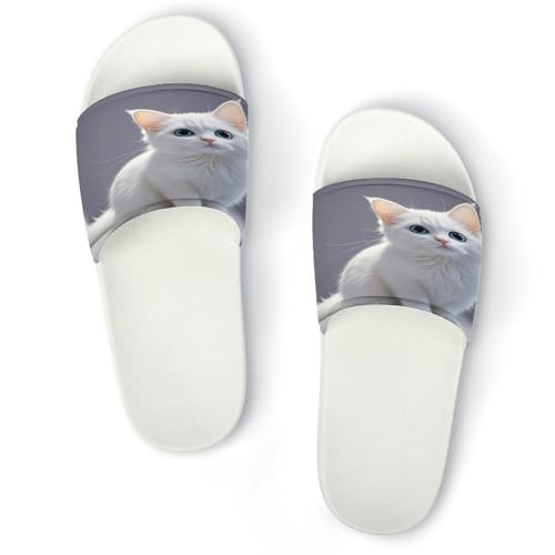 JTREWBV Sommerhausschuhe für Damen und Herren, weiß, niedlicher Katzendruck, PVC, Hausschuhe, Duschschuhe, Badezimmer, Sandalen, rutschfest, leicht zu reinigen, Weißer Stil, 11.5 UK Men/ 6.5 UK Women JTREWBV Sommerhausschuhe für Damen und Herren, weiß, niedlicher Katzendruck, PVC, Hausschuhe, Duschschuhe, Badezimmer, Sandalen, rutschfest, leicht zu reinigen, Weißer Stil, 11.5 UK Men/ 6.5 UK Women von JTREWBV