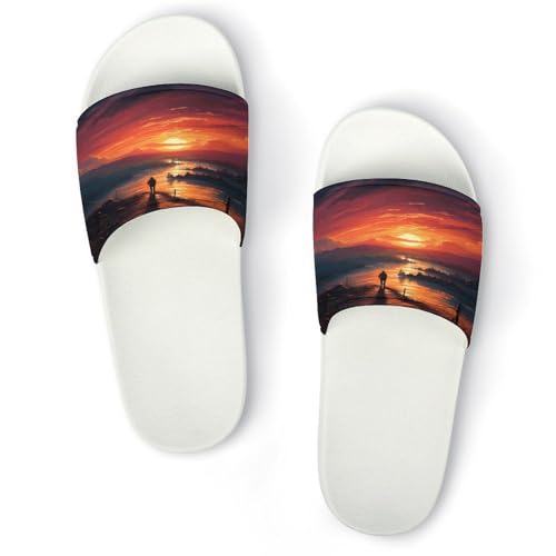 Sommerhausschuhe für Damen und Herren, Sonnenuntergang, Kunstdruck, PVC, Hausschuhe, Duschschuhe, Badesandalen, rutschfest, leicht zu reinigen, Weißer Stil, 44 EU Sommerhausschuhe für Damen und Herren, Sonnenuntergang, Kunstdruck, PVC, Hausschuhe, Duschschuhe, Badesandalen, rutschfest, leicht zu reinigen, Weißer Stil, 44 EU von JTREWBV