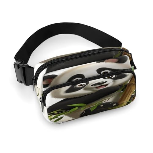 Umhängetasche für Damen und Herren, niedlicher Panda-Druck, Sport-Hüfttasche, modische Hüfttasche mit verstellbarem Riemen, Schwarz , 20x13cm von JTREWBV