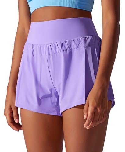 JTSONN Laufhose Damen Kurze Sport Shorts 2 in 1 Sporthose Kurz Sommer Tennis Fitness Yoga Running Shorts mit Gesäßtasche Schnelltrocknende Laufshorts mit Innenfutter von JTSONN