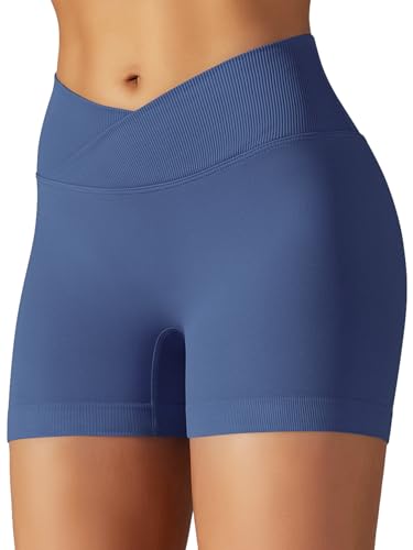 JTSONN Sport Shorts Damen V Cross Stretch Gym Short High Waist Yoga Shorts Kurze Sporthose Leggings Butt Lift Workout Sportshorts Nahtlose Radlerhose von JTSONN