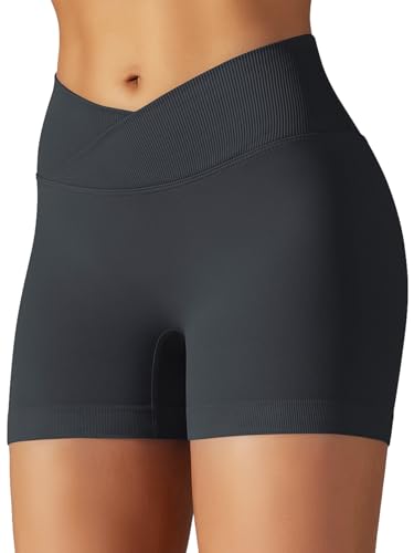 JTSONN Sport Shorts Damen V Cross Stretch Gym Short High Waist Yoga Shorts Kurze Sporthose Leggings Butt Lift Workout Sportshorts Nahtlose Radlerhose von JTSONN