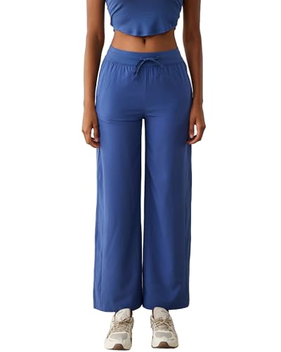 JTSONN Yogahose Damen Lang Lockere Sommerhose Damen mit Taschen Leichte Sommerhosen Bequeme Hose Schlupfhose Damen Freizeithose Kordelzug Stoffhose Sommer Sporthose von JTSONN