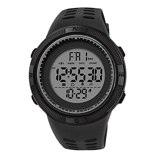 Herren Digitaluhren - 50M Wasserdichte Herren Digital Sport Uhren, Schwarz große Gesicht Militär Sportuhr LED Armbanduhr für Männer mit Wecker/Count-down-Timer/Doppelzeit/Stoppuhr/12/24H ,Black white von JTTM