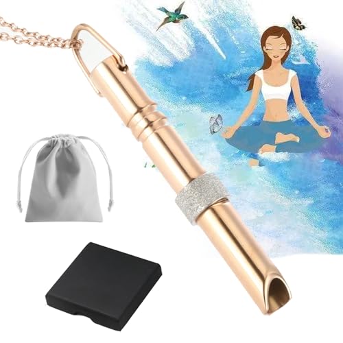 Edelstahl Atemhalskette Stressabbau Halsketten Achtsame Halskette Stress Relief Halskette mit Schmuckbeutel für Tiefe Atemübungen für Männer Frauen Meditation Stressabbau Entspannung (golden) von JUAEYIDDS