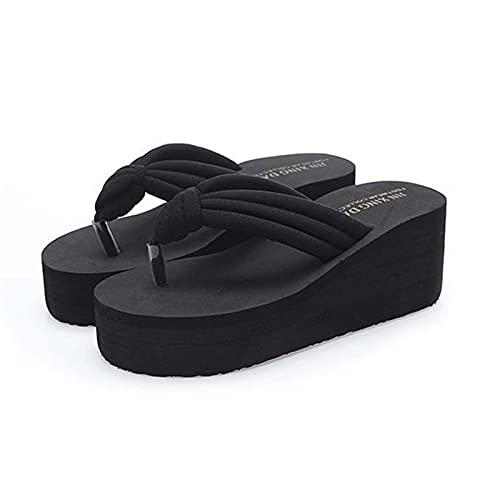 Flip Flops Hausschuhe Muffin Unten Damen Pailletten Sandalen mit Absatz Plattform Keilsandalen Damenschuhe Mode Frauen Keil Hausschuhe Schwarze Schuhe Mädchen Keil Blumen Flip Flops von JUANMAO