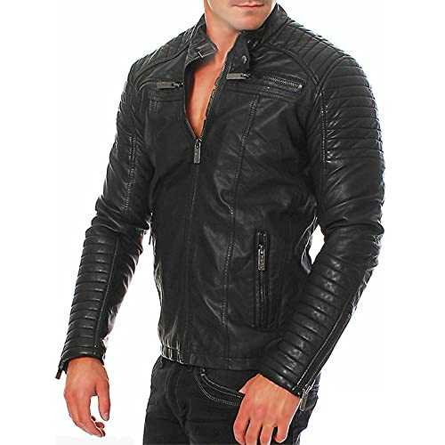 Herren Bomber Aviator Leder Jacke PU Biker Ledermäntel Solid Business Militär Lederjacke Warm Mantel Windjacke Mit Tasche Für Indoor Outdoor Sport Vintage von JUANMAO