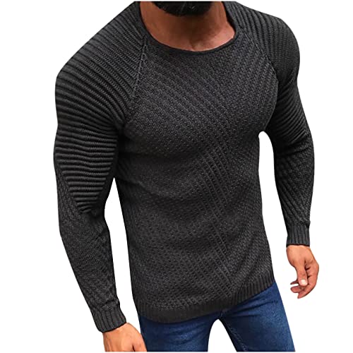 Herren Strick-Pullover Rundhals Herren Streifenmuster Herren Grobstrick Winterpullover O Neck Langarm Sweatshirt Herren Langarm Sweatshirt Poloshirts Moderner Männer Winterpullover Wollpullover von JUANMAO