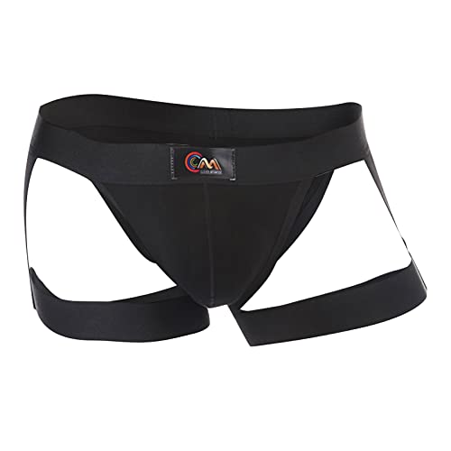 JUANMAO Höschen mit Bein Sportunterwäsche Weich Atmubgsaktiven Unterhose Bikini Höschen Sexy Unterhose Elastische Baumwolle Unterwäsche Slim Boxer Shorts Slips Herren Unterhosen Schwarz L von JUANMAO