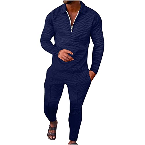 Männer Jogging Anzug Sweatshirt Hose Herren Lange Ärmel Shirt mit Reissverschluss Sommer Herren Leichte Jogginghose mit Taschen Polo Shirts Herren Lange Ärmel Tshirt Herren Jogginghose Lang von JUANMAO