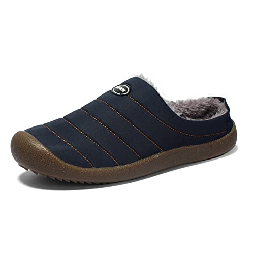 JUANMAO Sport Sandalen Keilabsatz Pantoletten Sandaletten für Outdoor Pantoffeln Indoor Strand Sandale 2-Riemen Sandaletten mit Natur Kork-Fussbett Herren Leder Flache Sandale Dunkel Blau 48 von JUANMAO